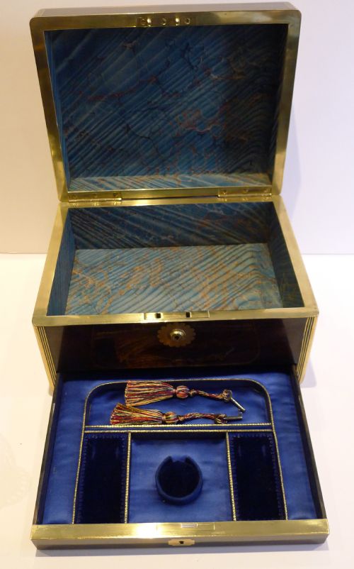 fig 2. Quality Large Georgian Brass Bound Rosewood Jewellery Box c.1825