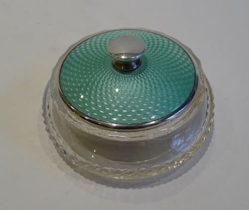 Charming Little Cut Crystal, Sterling Silver & Enamel Box