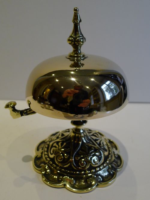Large Antique English Brass Desk / Counter Bell C.1870