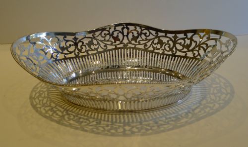 Antique English Silver Plated Bread Basket by Garrard & Co. C.1900