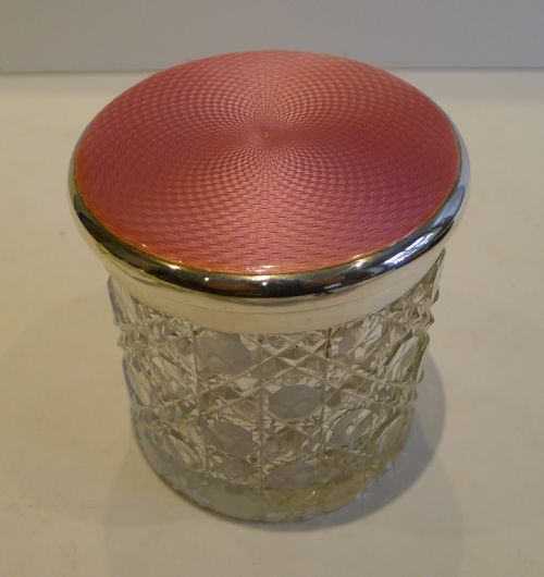 Magnificent Large Cut Crystal & Guilloche Enamel Jar
