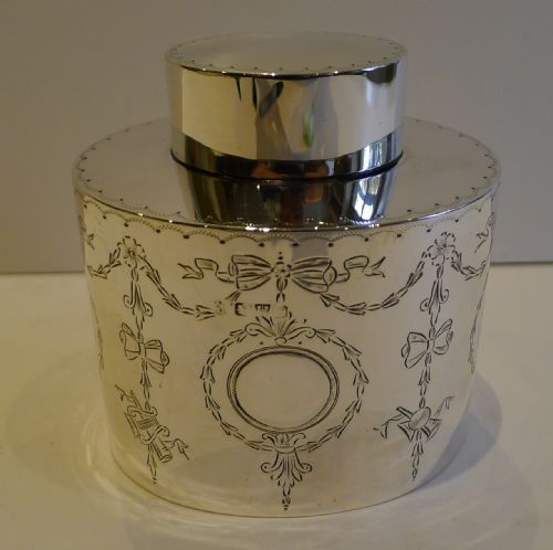 Fabulous Antique English Sterling Silver Tea Caddy 1915