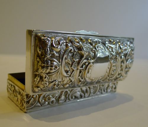 Charming Art Nouveau Sterling Silver Ring Box for Five Rings