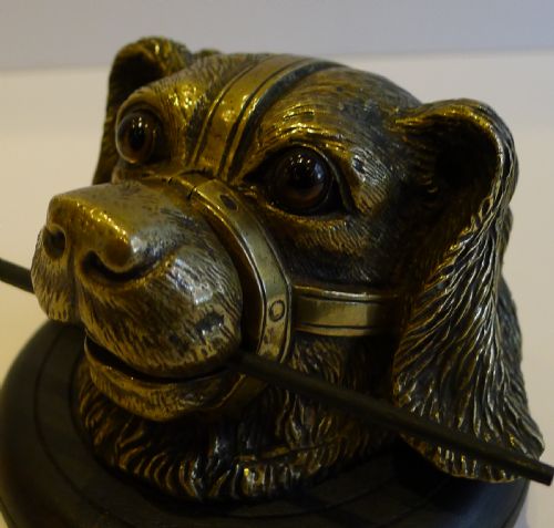 fig 2. Handsome Antique English Novelty Figural Bronze Dog Inkwell