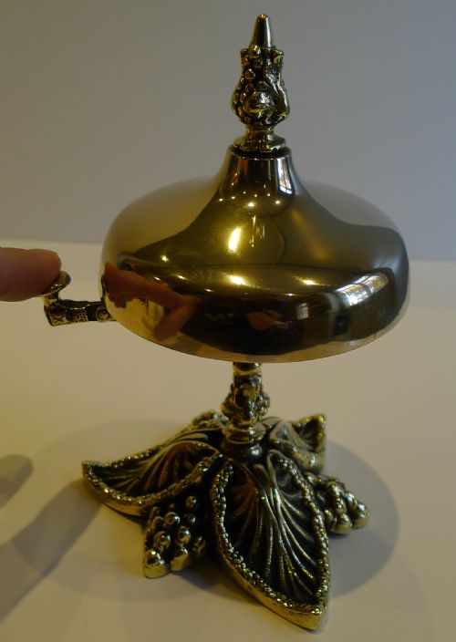 Large Antique English Brass Desk / Counter Bell C.1870