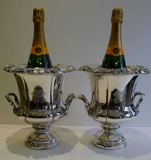 magnificent pair antique english old sheffield plate wine coolers c1820 - CATEGORY: ANTIQUE SILVER - DATED 1800