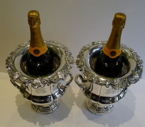 MAGNIFICENT PAIR ANTIQUE ENGLISH OLD SHEFFIELD PLATE WINE COOLERS C1820 - ADDITIONAL PHOTO 9