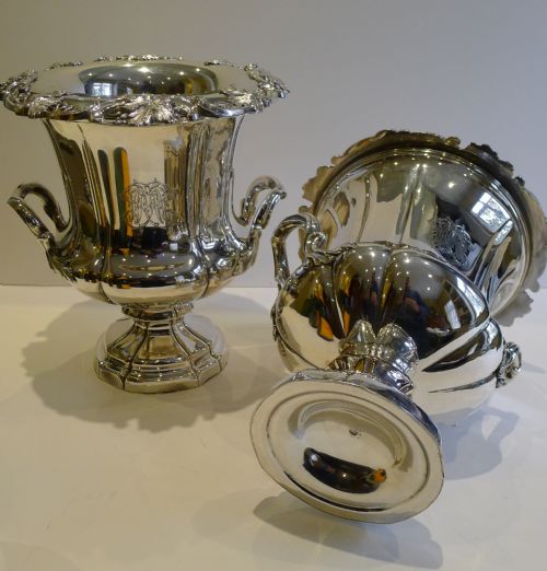 MAGNIFICENT PAIR ANTIQUE ENGLISH OLD SHEFFIELD PLATE WINE COOLERS C1820 - ADDITIONAL PHOTO 10