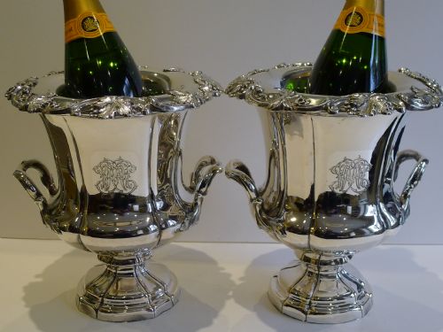 MAGNIFICENT PAIR ANTIQUE ENGLISH OLD SHEFFIELD PLATE WINE COOLERS C1820 - ADDITIONAL PHOTO 12