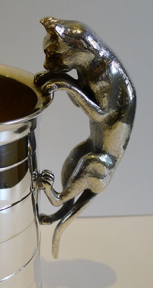 fig 1. Rare Antique English Novelty Figural Tankard - Cat, Reg. For 1875