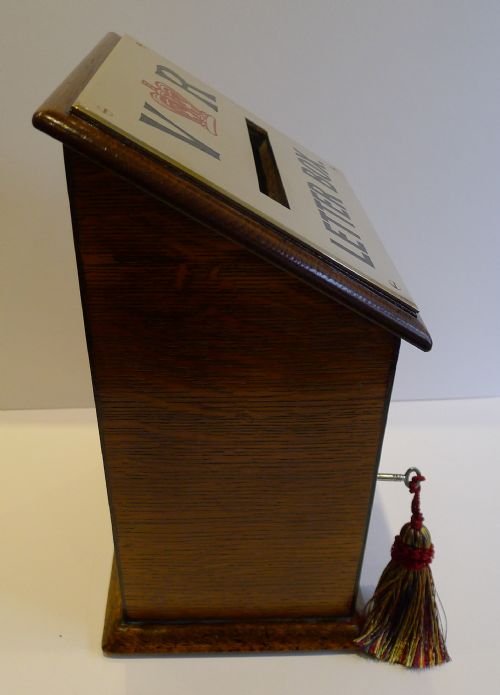 fig 1. Antique English Letters Box In Oak With Brass c.1890