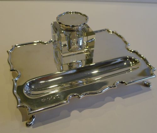 English Sterling Silver Inkstand / Inkwell - 1936