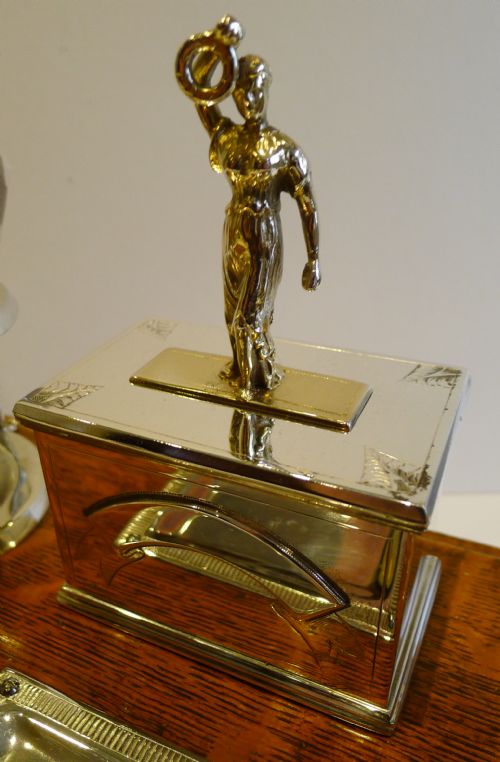 fig 2. Antique English Oak & Silver Plated Cigar Box c.1890