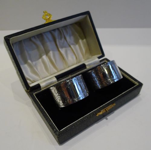 Pair English Sterling Silver Napkin Rings - 1929