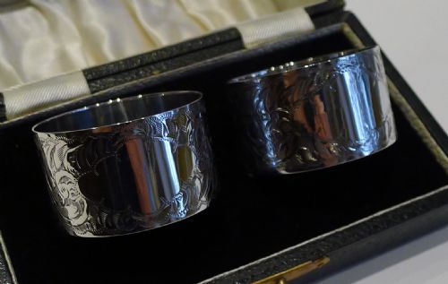 fig 1. Pair English Sterling Silver Napkin Rings - 1929