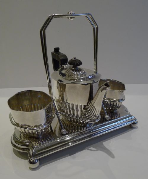 Charming Antique Bachelor Tea Set in Stand by J Sherwood & Sons C.1900