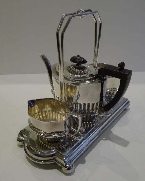 fig 1. Charming Antique Bachelor Tea Set In Stand by J Sherwood & Sons c.1900
