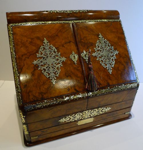Finest Grand Burl Walnut Stationery Cabinet by Halstaff & Hannaford C.1860