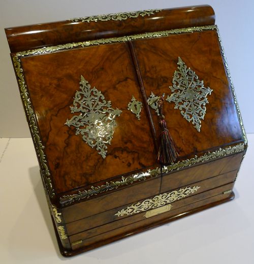 fig 3. Finest Grand Burl Walnut Stationery Cabinet by Halstaff & Hannaford c.1860