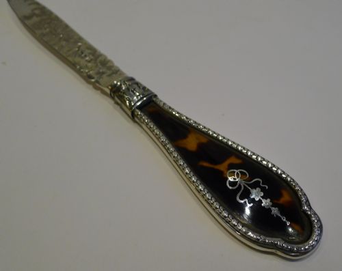 Antique Silver & Tortoiseshell Letter Opener - 1892