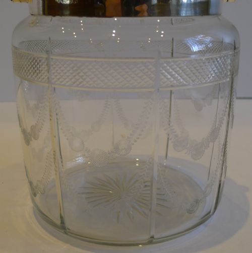 fig 1. Antique English Garland Engraved Biscuit Box or Barrel c.1890