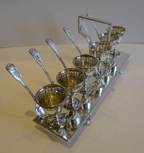 Unusual Antique English Silver Plated Egg Cruet C.1900