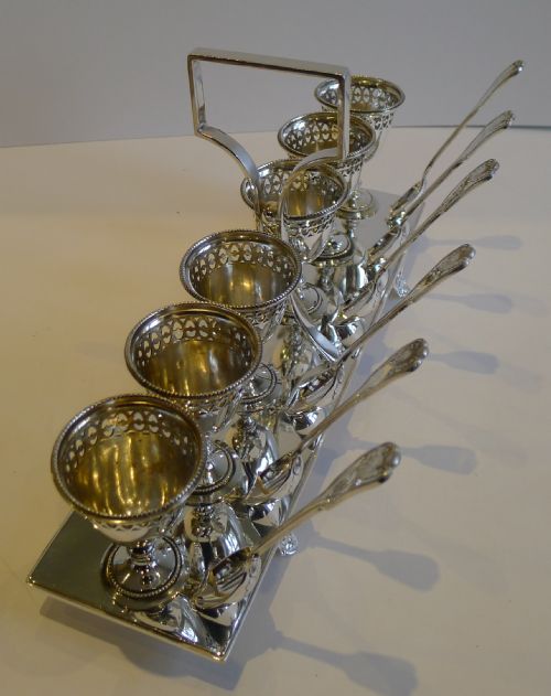 fig 1. Unusual Antique English Silver Plated Egg Cruet c.1900