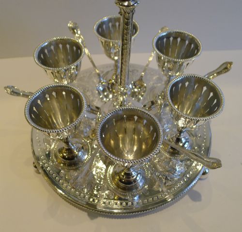 fig 1. Antique English Silver Plated Egg Cruet For Six c.1890