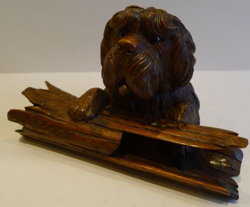 fig 1. Charming Antique Black Forest Figural (Dog) Inkwell c.1890