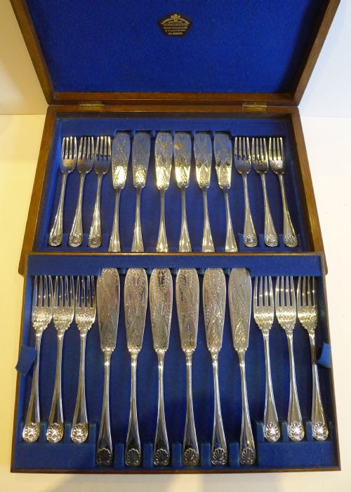 Magnificent Set Antique English Fish Cutlery by William Howe C.1885