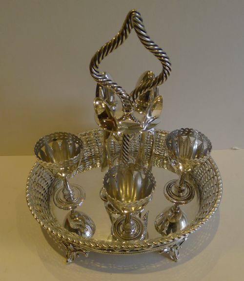 fig 1. Fabulous Antique English Basket Weave Egg Cruet c.1880