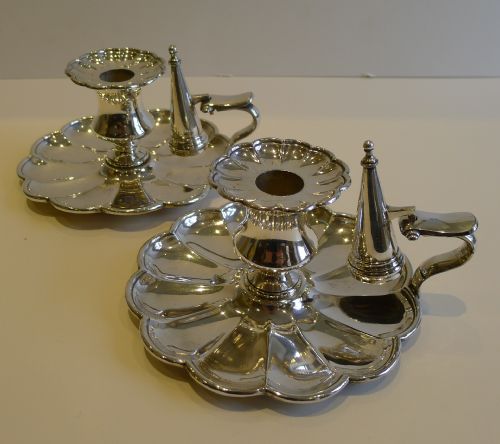 Pair Antique English Chambersticks by James Dixon & Sons C.1890