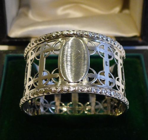 fig 1. Pristine Antique English Boxed Sterling Silver Napkin Ring by Mappin & Webb