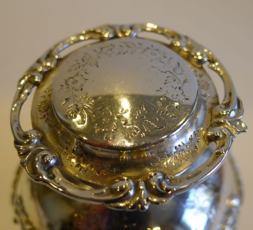 fig 1. Prettiest Antique English Sterling Silver Topped Perfume Bottle - 1910