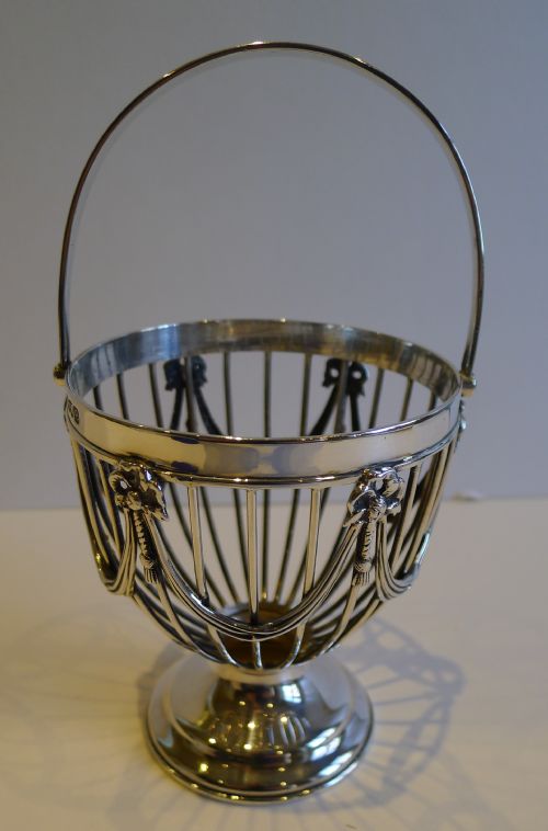 fig 1. Fabulous Antique English Sterling Silver Sugar Basket - 1900