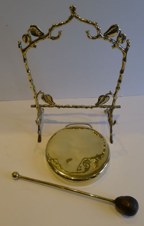 fig 1. Antique English Naturalistic Table Gong in Brass c.1880