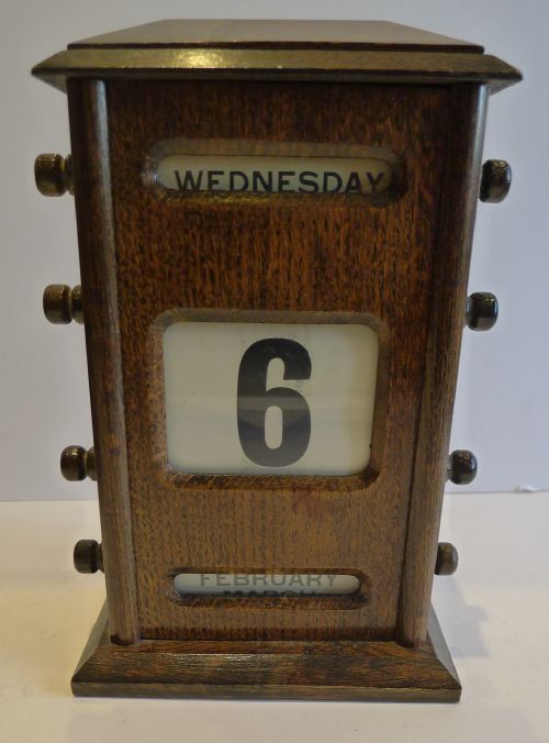 Large Antique English Oak Perpetual Desk Calendar C.1900