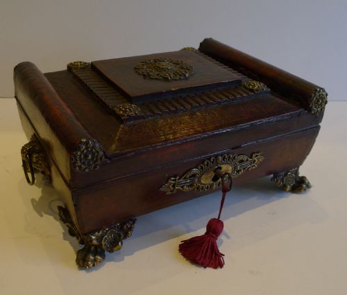 English Regency Period Sewing Box - Leather Covered C.1820