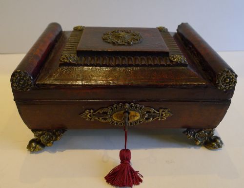fig 1. English Regency Period Sewing Box - Leather Covered c.1820