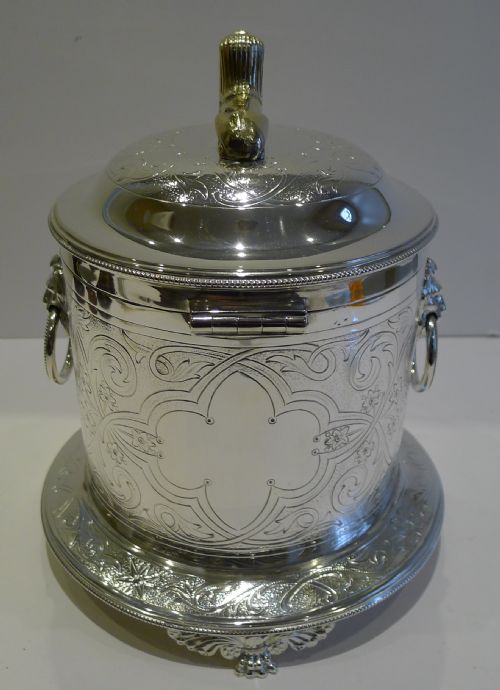 fig 1. Magnificent English Silver Plated Biscuit Box by Mappin Brothers c.1880
