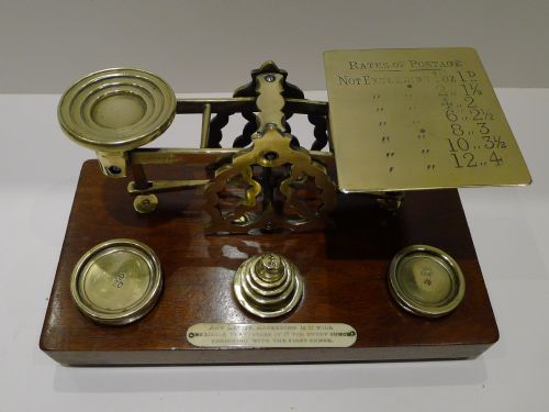 Handsome Antique English Mahogany & Brass Postage or Letter Scale by Sampson Mordan