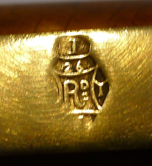 fig 1. Antique English Brass & Oak Horseshoe Letter Clip - 1879