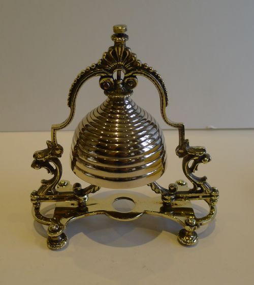 Unusual Antique English Brass Counter / Desk Bell C.1880