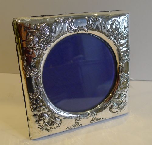 Antique English Sterling Silver Photograph Frame - Cherubs / Angels