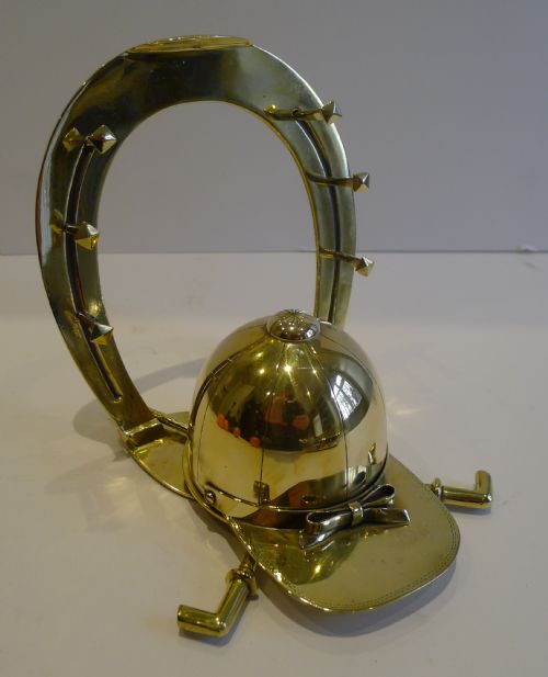 Antique English Jockey / Horse Racing Inkwell / Pen Stand C.1890