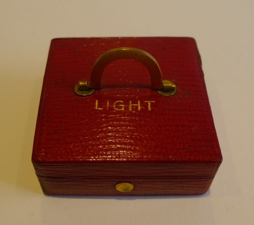 Pristine Antique Red Leather Covered Light Box (Go-to-bed) C.1840