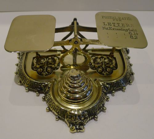 Handsome Antique English Brass Postal Scale by Townsend & Co. - 1888