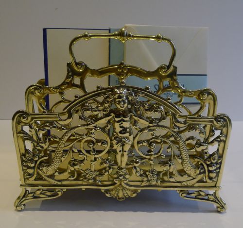Stunning Large Antique English Figural Stationery / Newspaper Rack - Reg. 1887