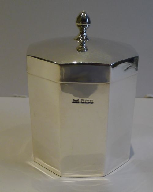 A Fine English Sterling Silver Tea Caddy by Walker & Hall