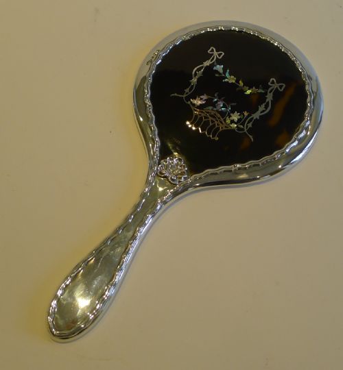 Finest Antique English Sterling Silver & Tortoiseshell Hand Mirror - 1907